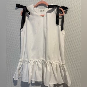 Chic White Sleeveless Kids Dress with Black Accents